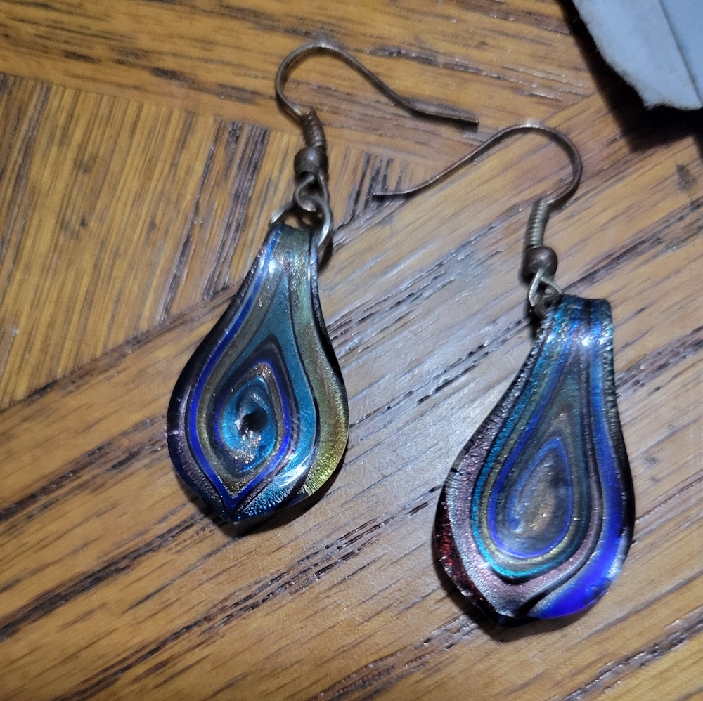 Murano Style Italy Glass Art Earings
